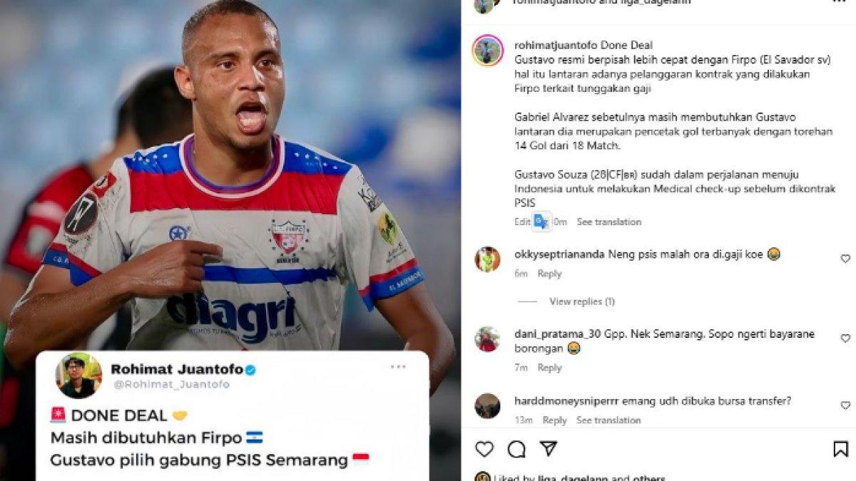 Rumor PSIS Semarang yang sepakat untuk mendatangkan Gustavo Souza sebagai rekrutan terbarunya untuk putaran kedua Liga 1 2024, Sabtu (23/11).