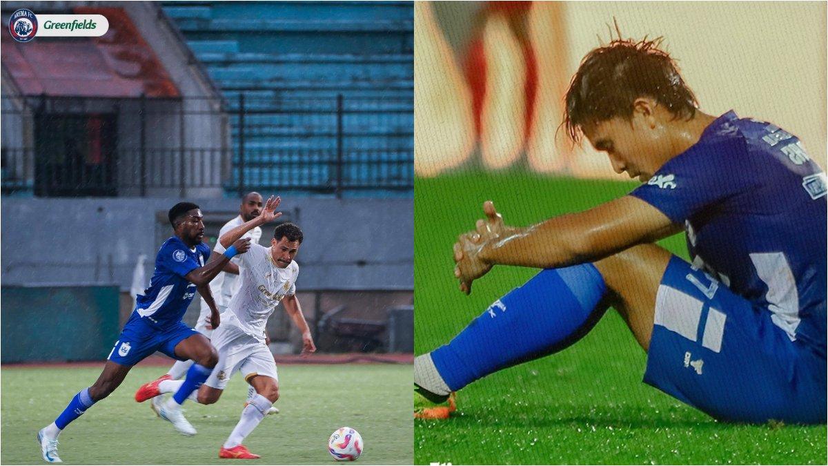 Kolase cuplikan pertandingan PSIS Semarang kontra Arema FC di pekan ke-7 Liga 1 2024/2025 (kiri) dan sosok Zalnando yang merenung seusai timnya mengalami kekalahan kontra Singo Edan (kanan).