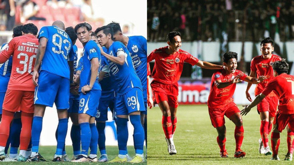 Kolase foto skuad PSIS Semarang (kiri) dan Persija Jakarta (kanan) di Liga 1 2023.