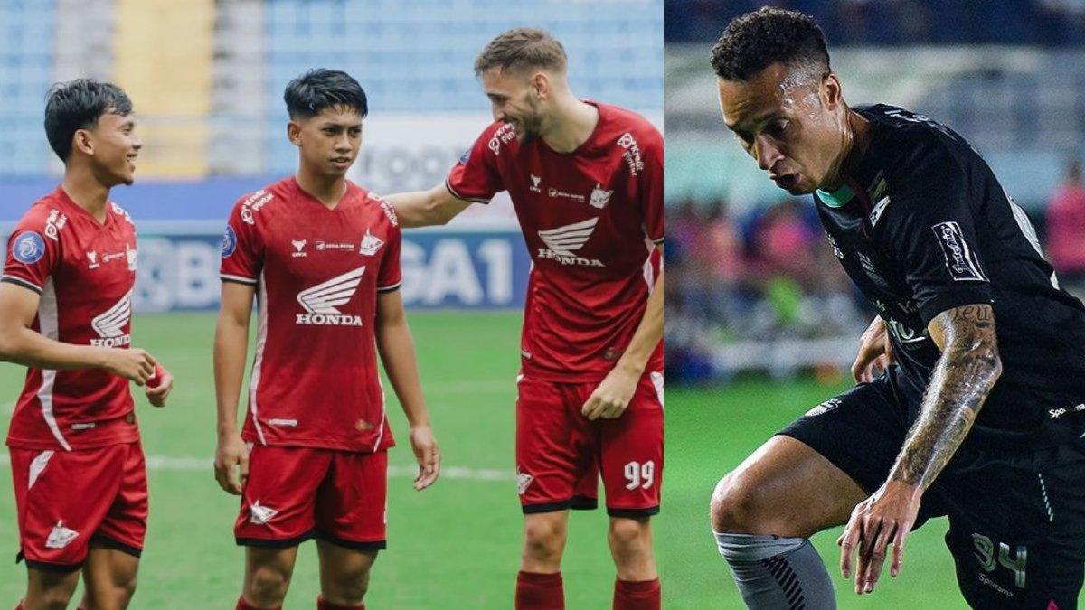 Para pemain PSM Makassar (kiri) dan winger Persib Bandung, Mailson Lima (kanan)