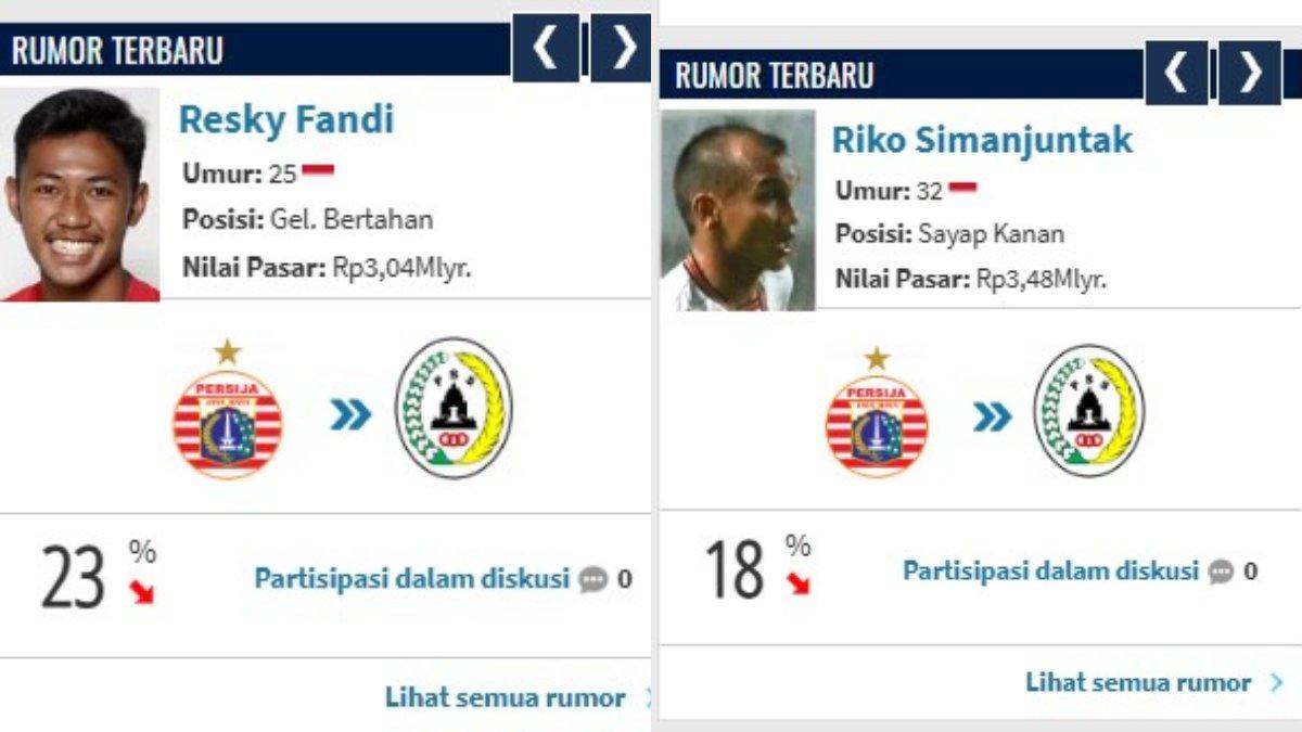 Dua pemain Persija Jakarta yang dirumorkan merapat ke PSS Sleman di putaran kedua musim 2024/2025, Resky Fandi dan Riko Simanjuntak.