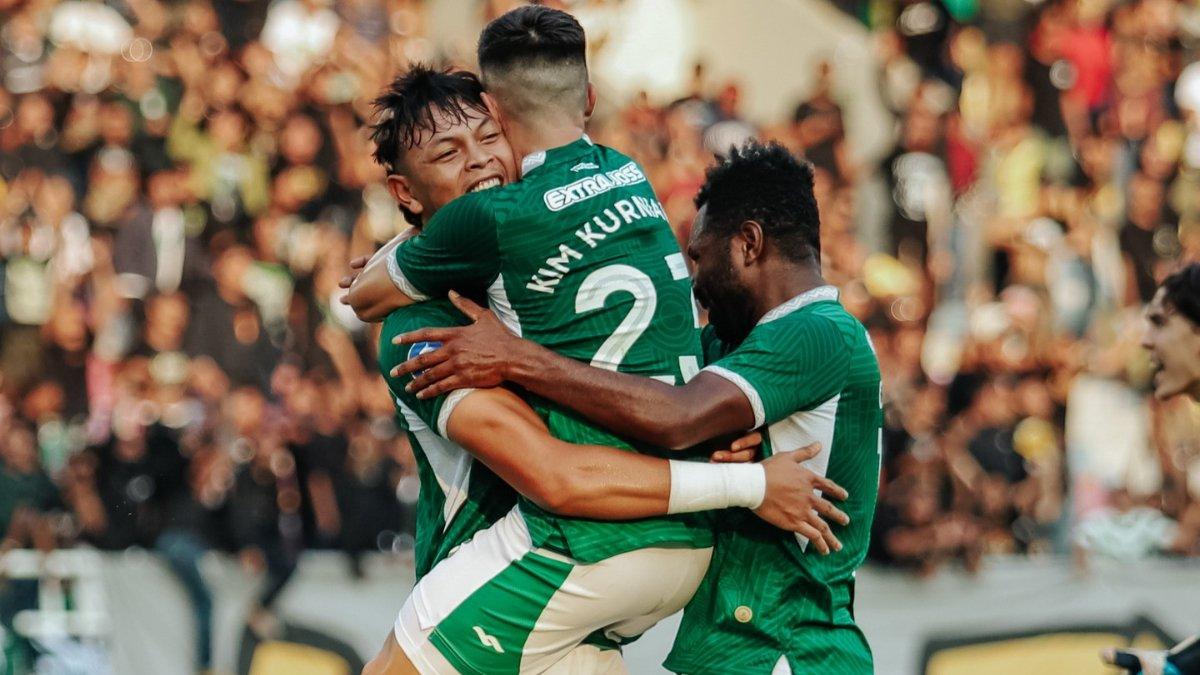 Selebrasi gol penggawa PSS Sleman di musim 2023/2024.