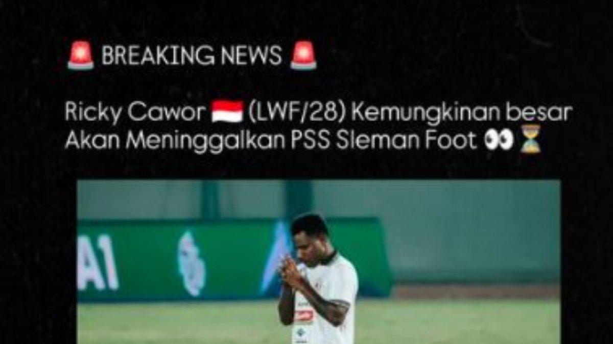 Rumor hengkangnya sosok striker asal Merauke milik PSS Sleman, yakni Ricky Cawor jelang putaran kedua Liga 1 2024, Senin (30/12).