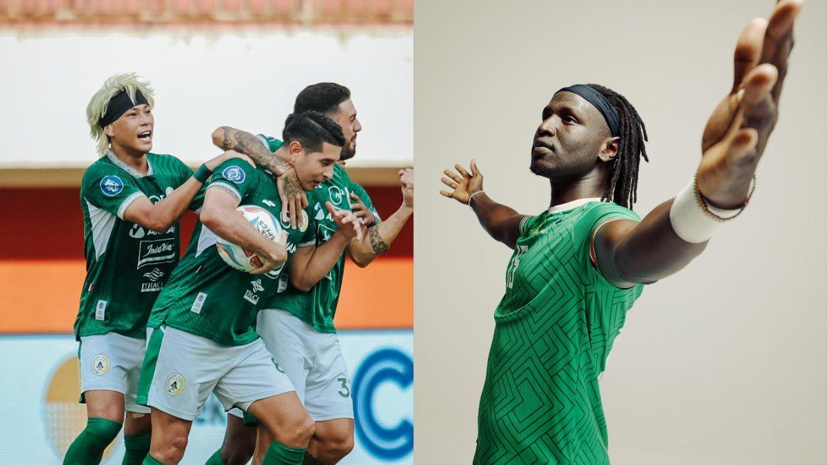 Kolase foto PSS Sleman (kiri) yang kabarnya menaruh minat kepada sosok Ajak Riak (kanan) penyerang Timnas Sudan Selatan untuk gelaran Liga 1 2023 paruh kedua.