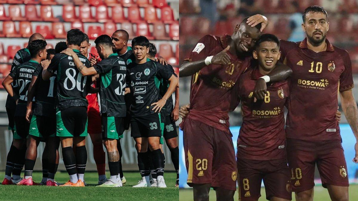 Skuad PSS Sleman (kiri) dan PSM Makassar (kanan).