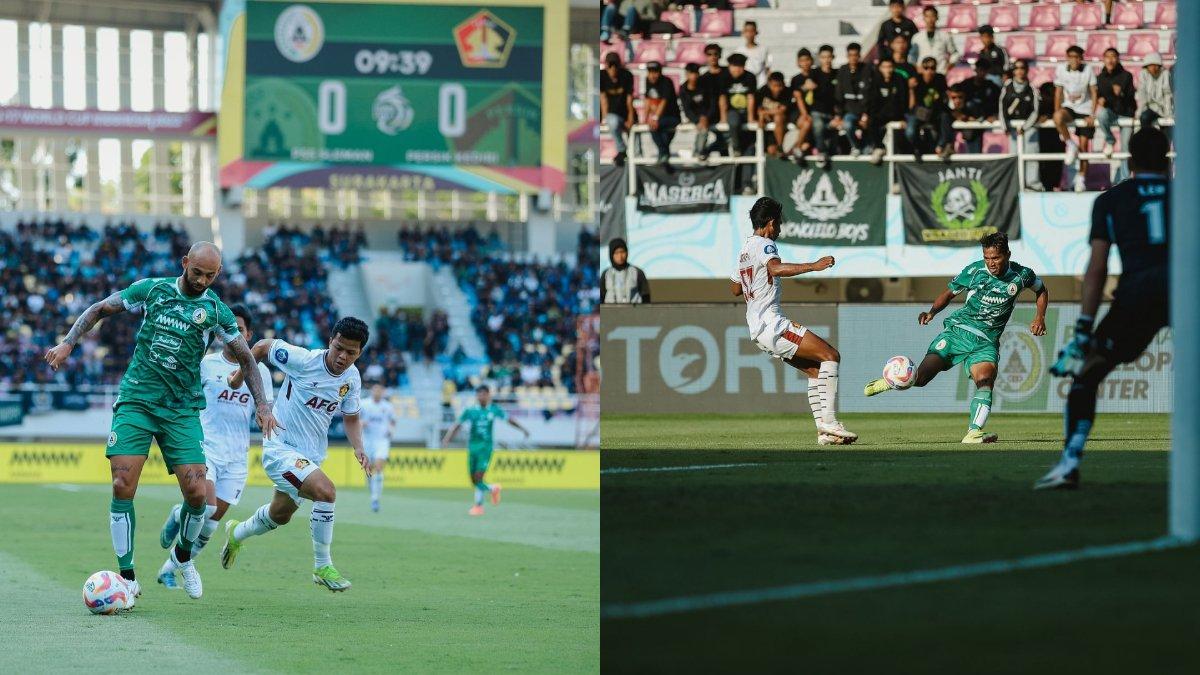 Kolase cuplikan pertandingan PSS Sleman melawan Persik Kediri di pekan kedua Liga 1 2024, Senin (19/8).
