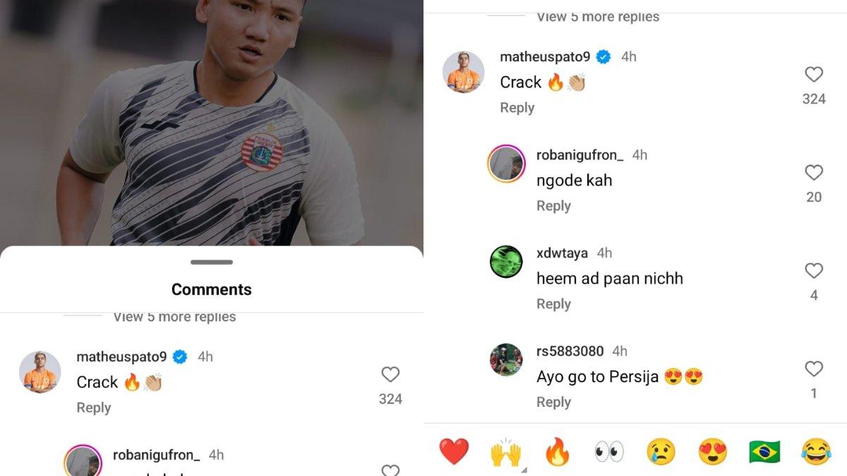 Mantan top skor Liga 1 2022, yakni Matheus Pato tiba-tiba muncul di unggahan Instagram Persija Jakarta, Senin, 8 Juli 2024. Hadirnya Matheus Pato di kolom komentar Instagram Persija Jakarta tersebut langsung disambut para Jakmania yang mengira sosok asal Brasil tersebut tengah ngode ke Macan Kemayoran.