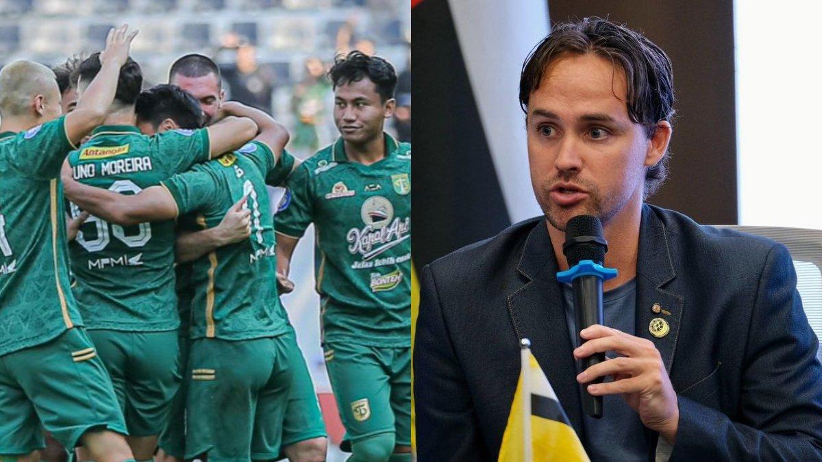 Skuad Persebaya Surabaya (kiri) dan Paul Munster (kanan).