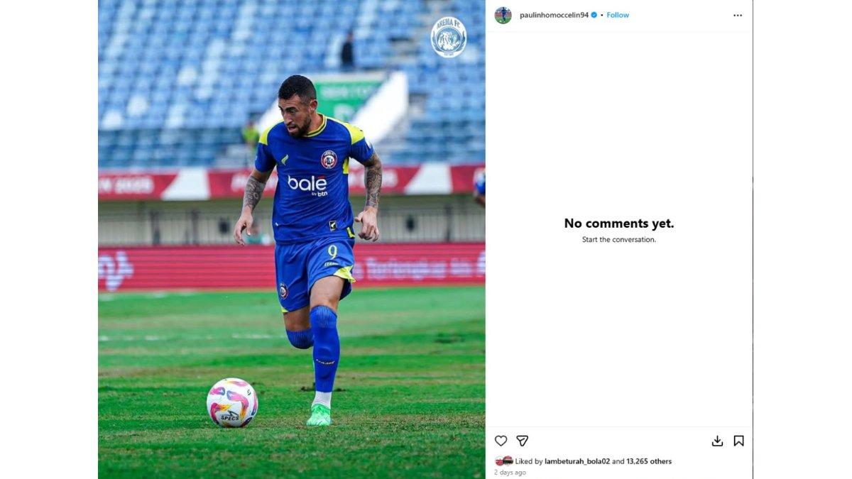 PIALA PRESIDEN 2025 - Winger Arema FC, Paulinho Moccelin tutup kolom komentar di Instagram pasca-dihujat dan dimaki setelah buat bintang Timnas Indonesia dan Oxford United, Ole Romeny cedera.