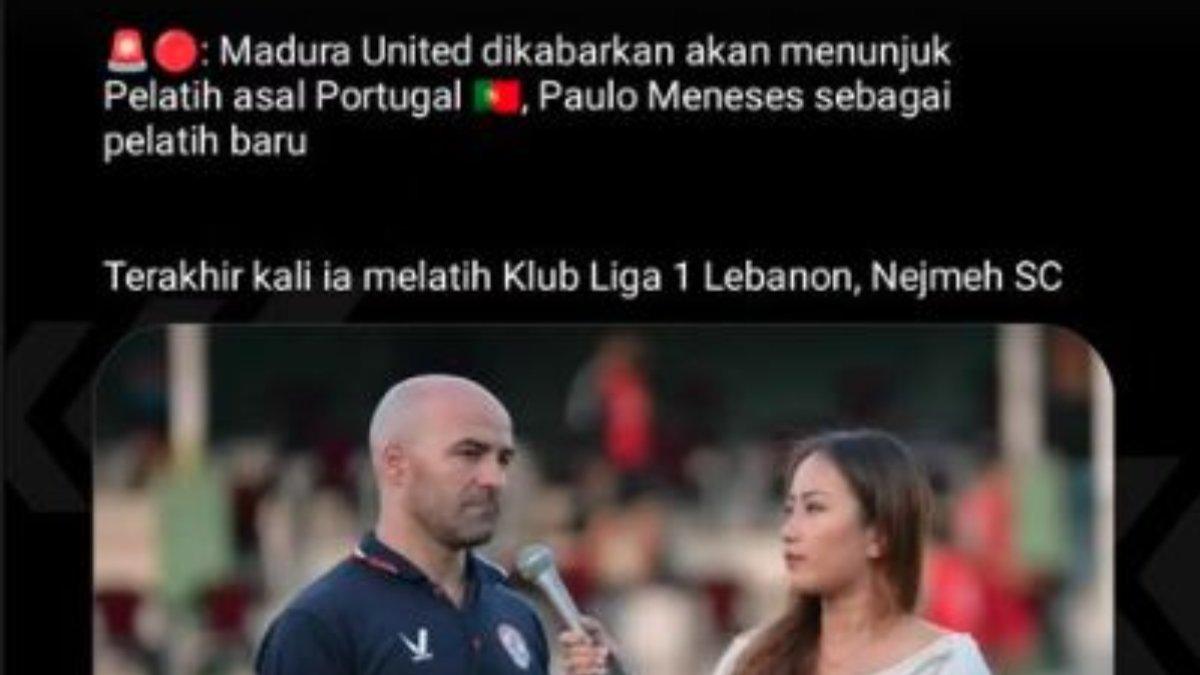 Rumor sosok pelatih asal Portugal, yakni Paulo Meneses yang dikaitkan dengan Madura United di Liga 1 2024.