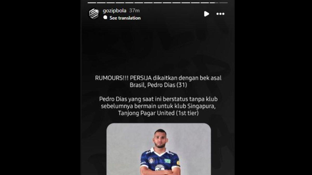 Rumor sosok bek asing asal Brasil bernama Pedro Dias yang dikaitkan dengan Persija Jakarta jelang Liga 1 2024. Persija Jakarta memang dikabarkan ingin menambah pemain asingnya seusai gagal total di Piala Presiden 2024.