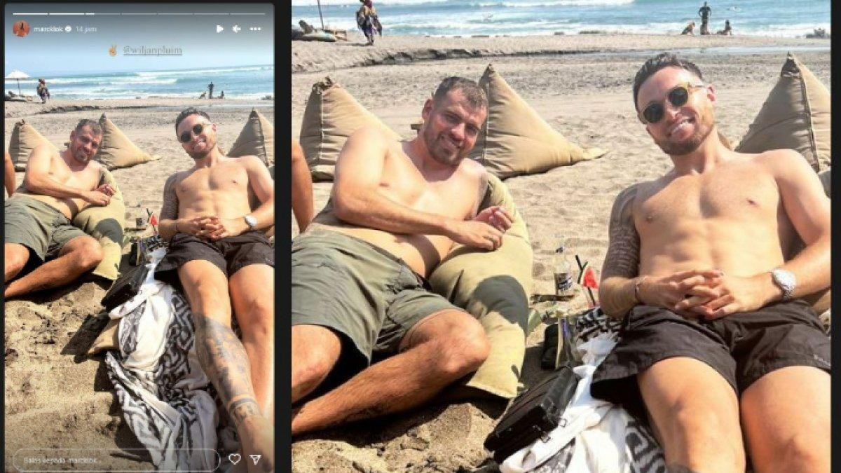 Pemain asal Belanda, Wiljan Pluim berlibur bersama pemain Persib Bandung, Marc Klok di Bali.