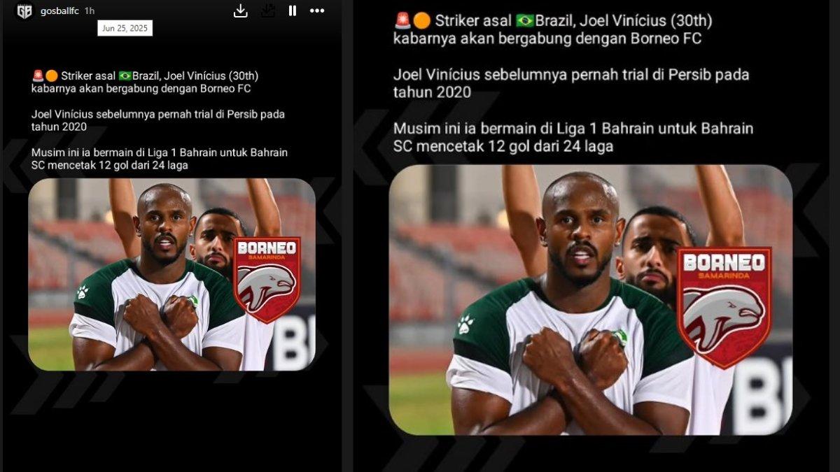 BURSA TRANSFER LIGA 1 - Pemain yang pernah trial di Persib Bandung, Joel Vinicius kabarnya akan merapat ke Borneo FC pada musim 2025/2026.