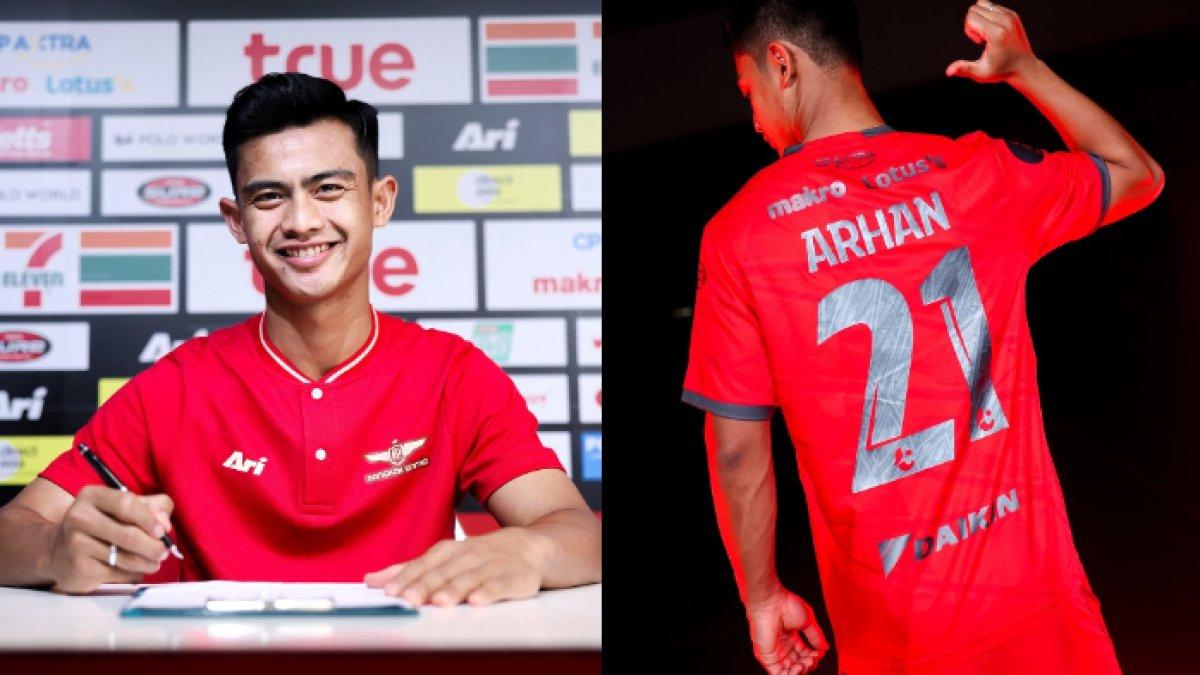 Kolase foto peresmian bek kiri Timnas Indonesia Pratama Arhan oleh Bangkok United, Selasa (7/1).