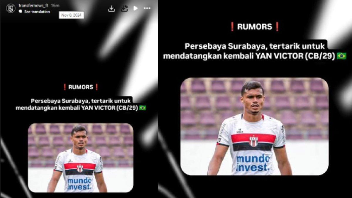 Rumor Persebaya Surabaya ingin datangkan Yan Victor, Jumat (8/11/2024).