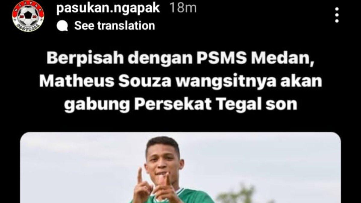Rumor diminatinya pemain asing PSMS Medan, yakni Matheus Souza oleh Persekat Tegal jelang putaran kedua Liga 2 2023.