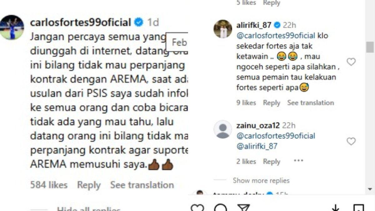 Perseteruan Ali Rifky dengan Carlos Fortes terkait permasalahan Wiliam Marcilio di Arema FC.