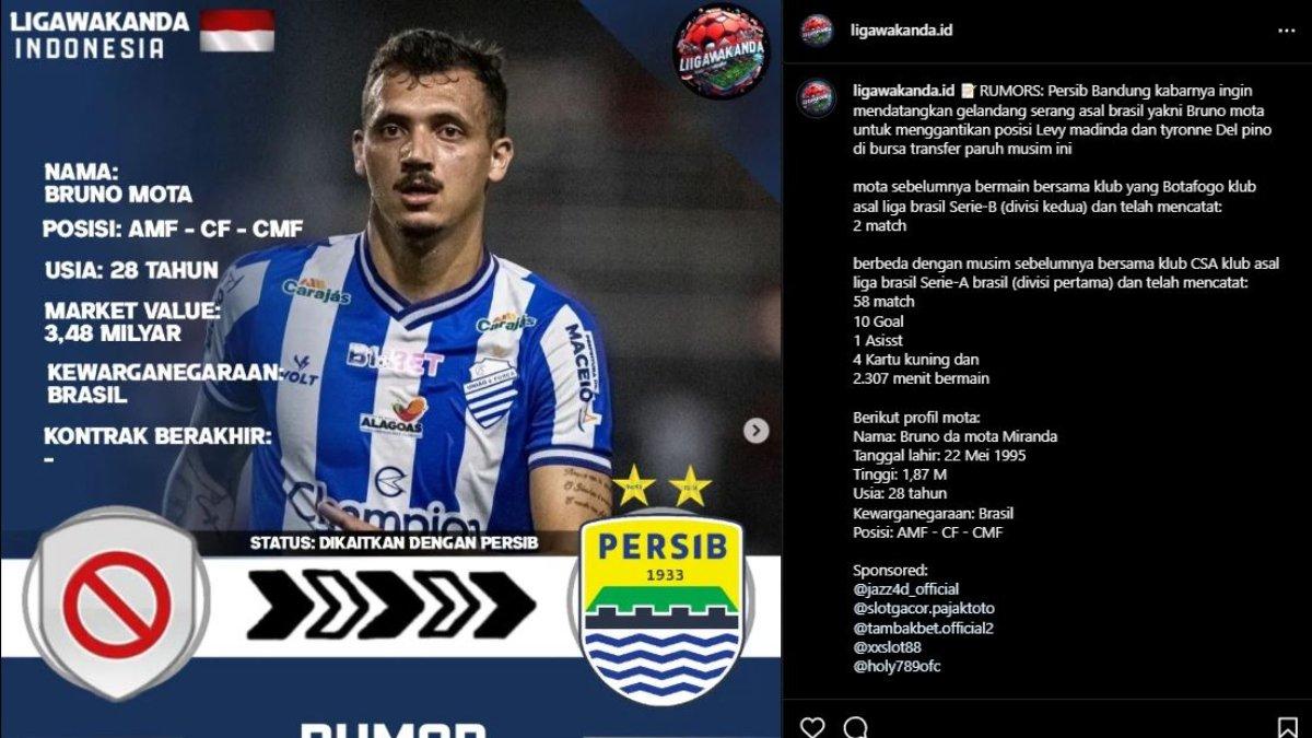 Rumor Persib Bandung meminati sosok Bruno Mota untuk menggantikan peran Levy Madinda dan Tyronne del Pino di putaran kedua Liga 1 2023 ini.