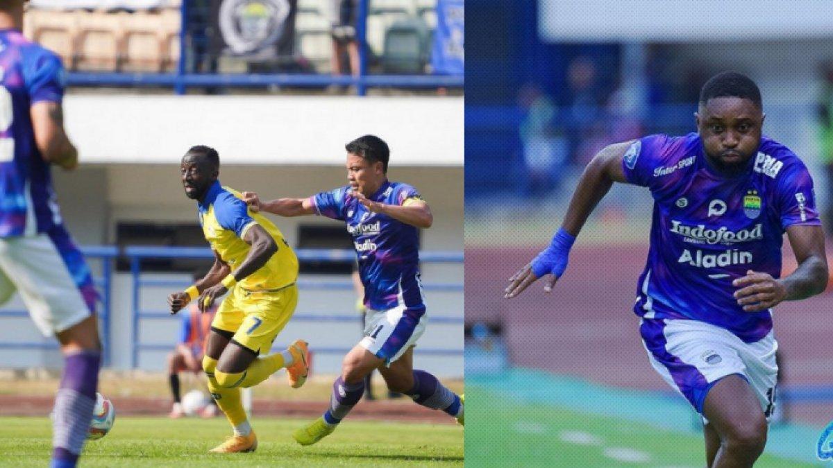 Cuplikan laga Persib Bandung vs Barito Putera digelar di Stadion Gelora Bandung Lautan Api, Bandung, Jawa Barat, Minggu (13/8/2023). Pemain Persib Bandung Levy Madinda saat menggiring bola (kanan).