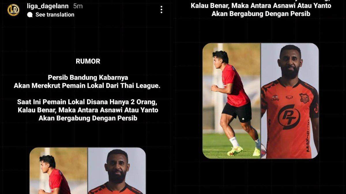 RUMOR - Persib Bandung dikabarkan ingin merekrut satu pemain lokal yang bermain di Liga Thailand. Diketahui ada dua pemain lokal Indonesia yang merumput di Liga Thailand, yakni Asnawi Mangkualam (Port FC) dan Yanto Basna (PT Prachuap FC).