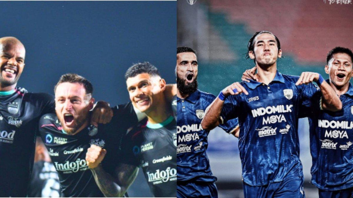 Skuad Persib Bandung (kiri) dan Persita Tangerang (kanan) di Liga 1 2024.