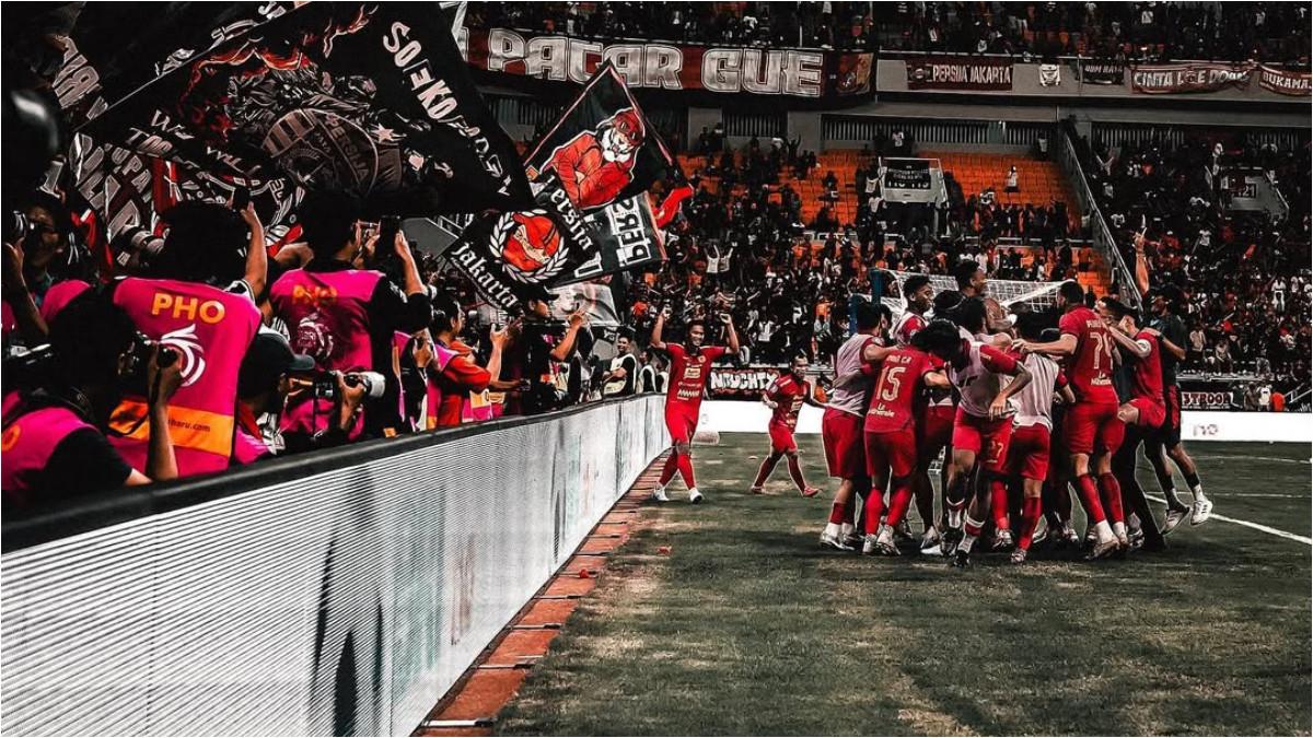 RUMOR TRANSFER PERSIJA JAKARTA - Potret selebrasi pemain Persija Jakarta pada gelaran Liga 1 2024/2025.