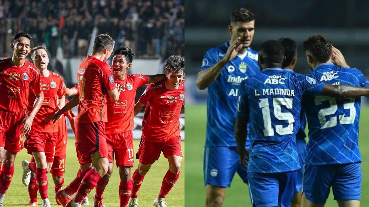 Skuad Persija Jakarta (kiri) dan Persib Bandung (kanan).