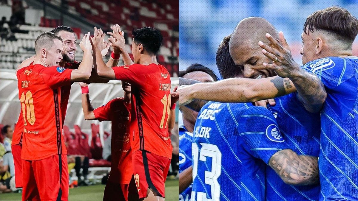 Skuad Persija Jakarta (kiri) dan Persib Bandung (kanan).