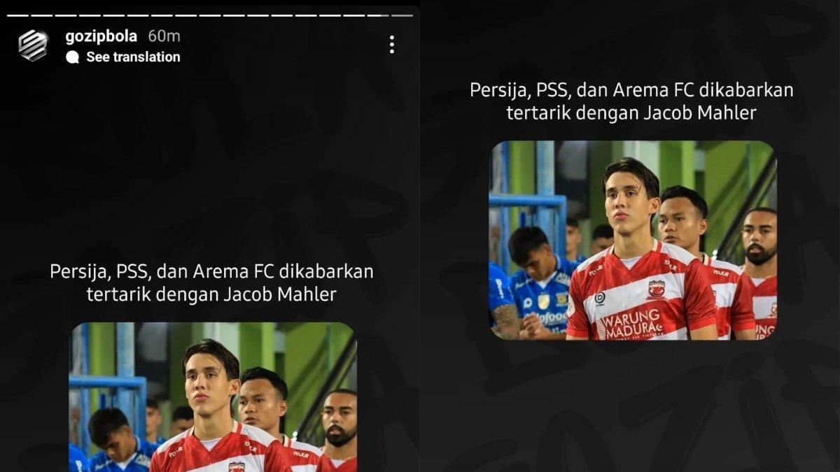 RUMOR - Sosok gelandang Madura United asal Singapura, yakni Jacob Mahler kabarnya masuk radar dari Persija Jakarta, PSS Sleman, dan Arema FC jelang Liga 1 2024.