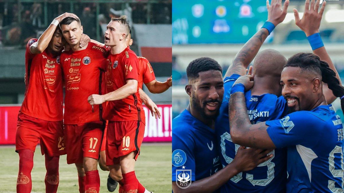 Skuad Persija Jakarta (kiri) dan PSIS Semarang (kanan).