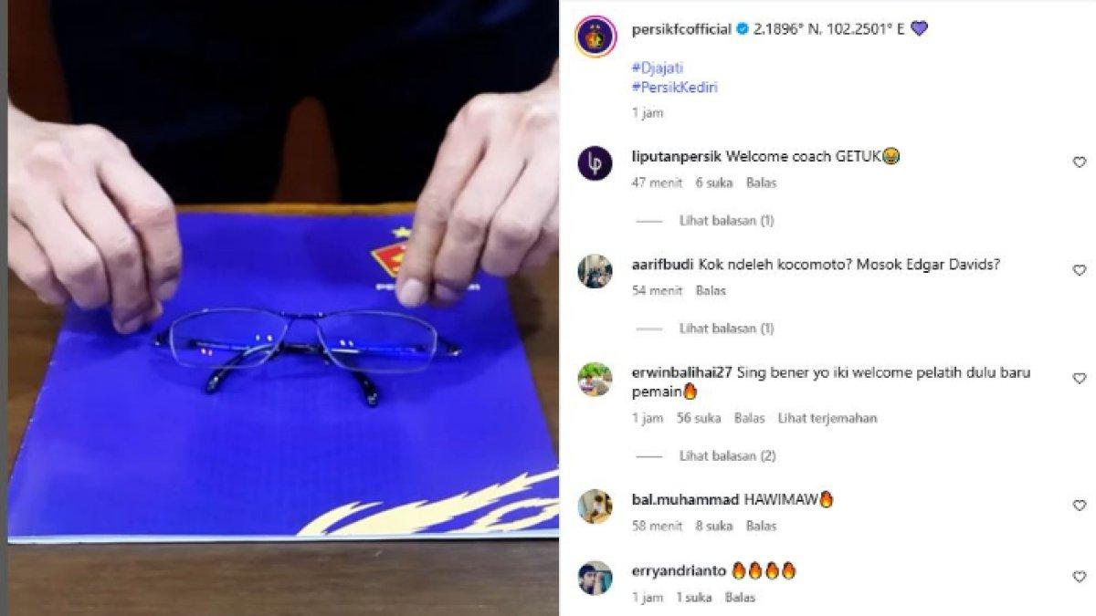 Persik Kediri mengunggah sosok berkaca mata yang diyakini merupakan Ong Kim Swee sebagai pelatih baru, Kamis (19/6/2025).