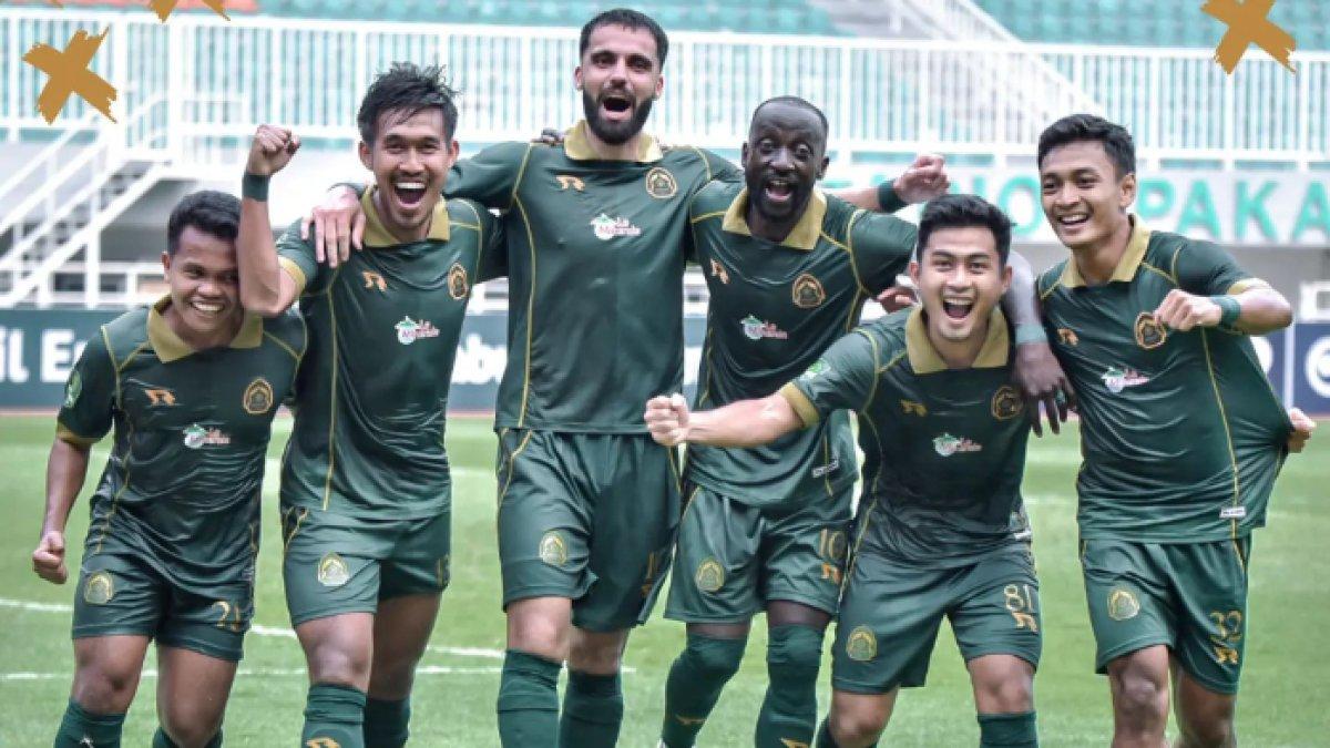Selebrasi skuad Persikabo 1973 saat menang kontra Dejan FC pada laga lanjutan Liga 2 2024/2025.