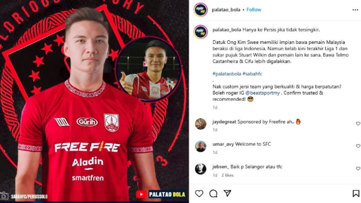 RUMOR TRANSFER - Media Malaysia Palatao Bola menyebut Persis Solo bisa mendatangkan pemain-pemain dari Sabah FC meski punya satu syarat berat, yakni bertahan di Liga 1, Sabtu (22/2). Persis Solo saat ini masih berada di zona merah Liga 1 2024 dengan torehan 19 poin dari 24 laga.
