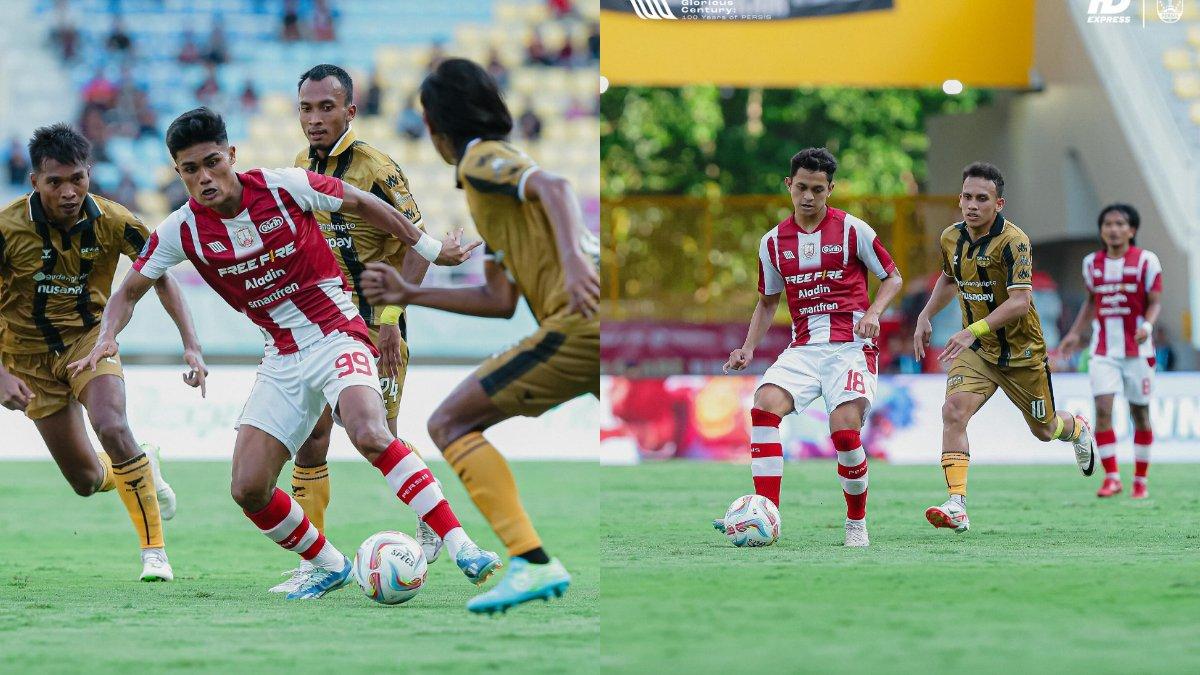 Kolase cuplikan pertandingan Persis Solo melawan Dewa United di pekan ke-23 Liga 1 2023, Minggu 17 Desember 2023.