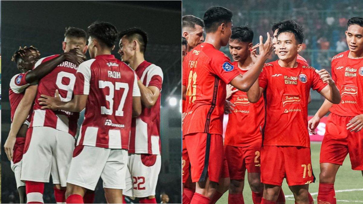 Skuad Persis Solo (kiri) dan Persija Jakarta (kanan).