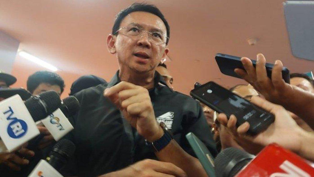 Politisi PDIP Basuki Tjahaja Purnama atau Ahok seusai kampanye akbar Ganjar-Mahfud di Stadion Utama Gelora Bung Karno (SUGBK), Senayan, Jakarta, Sabtu (3/2/2024).