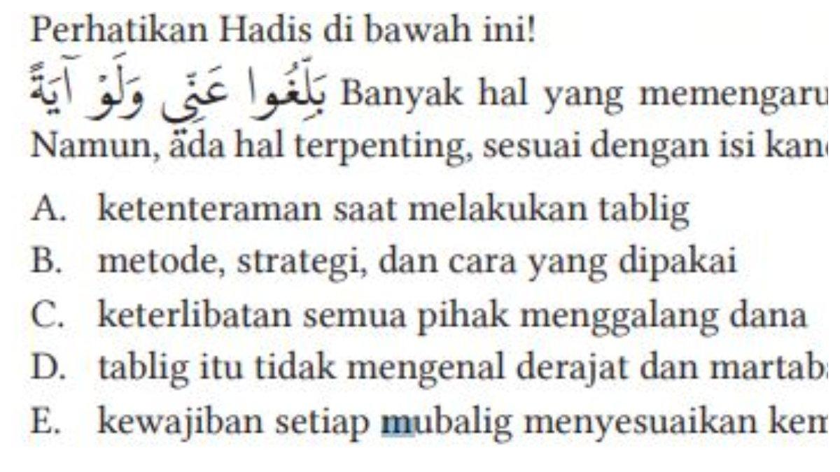 Potongan Hadis Soal Nomor 4