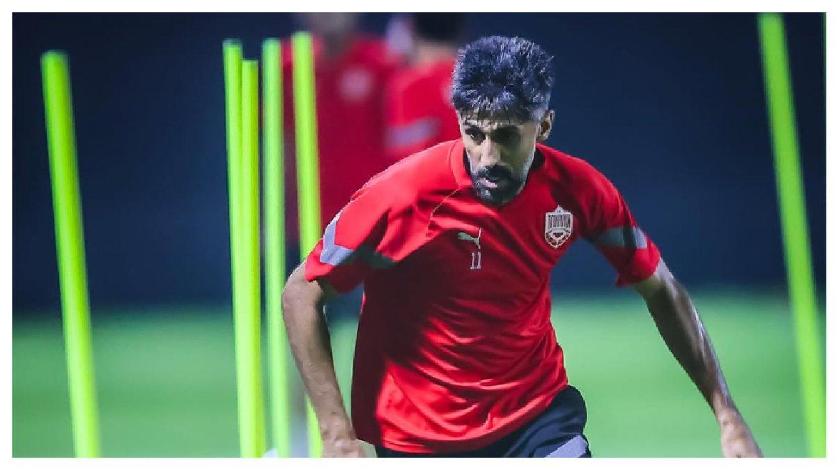 SESI LATIHAN - Potret Ismail Abdullatif saat menjalani sesi latihan bersama Bahrain di Jakarta pada, Sabtu (22/3/2025). Terbaru Ismail Abdullatif termasuk dalam pemain Bahrain yang wajib diwaspadai.