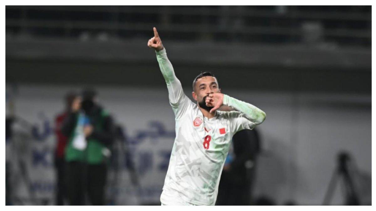 AKSI LAGA - Potret Mohamed Marhoon saat bersama Timnas Bahrain. Terbaru Mohammed Marhoon termasuk dalam pemain Bahrain yang wajib untuk diwaspadai.