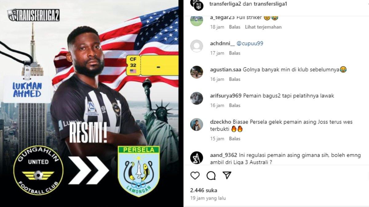 Lukman Ahmed Shaibu, striker asing yang kini bermain di Liga Austaralia bersama klub Gungahlin United FC - Kini Lukman Ahmed dirumorkan akan gabung Persela Lamongan guna memperkuat kedalaman skuad jelang gelaran Liga 2 musim 2024/2025.