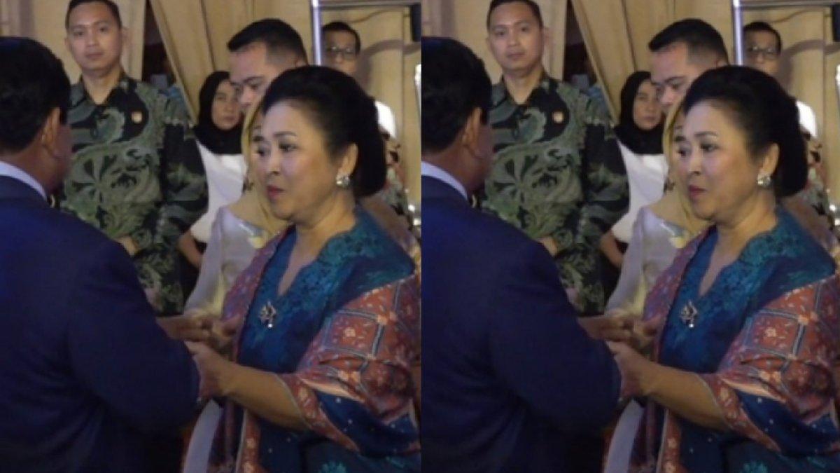 Prabowo bertemu Titiek Soeharto di acara pernikahan anak Menteri Pertanian, Minggu (3/3/2024)