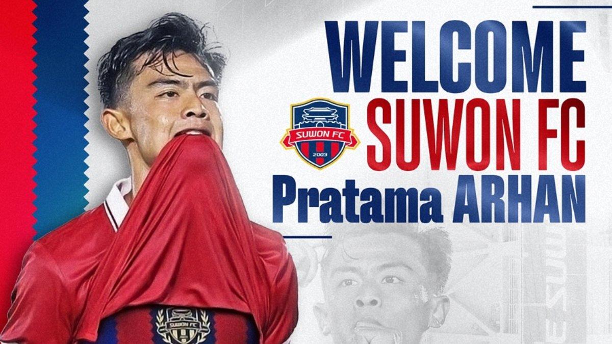 Bek kiri Timnas Indonesia, Pratama Arhan saat diumumkan oleh FC Suwon.