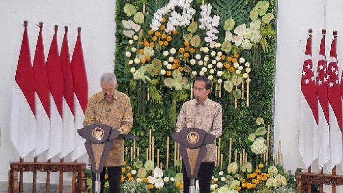 Presiden Joko Widodo (Jokowi) dan Perdana Menteri Singapura Lee Hsien Loong di Istana Bogor, Jawa Barat, Senin, (29/4/2024).