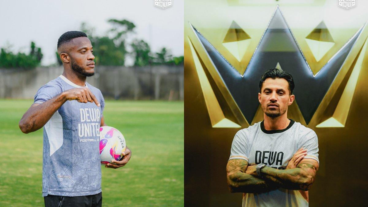 Privat Mbarga dan Stefano Lilipaly dalam unggahan Instagram Dewa United, Senin, 7 Juli 2025.
