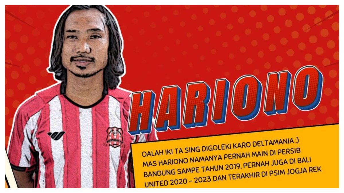 Potret perkenalan Hariono oleh Deltras FC yang akan bermain pada Liga 2