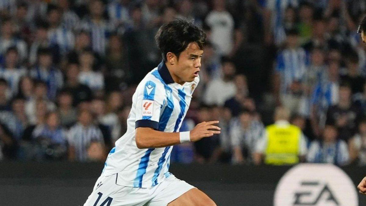 Aksi Takefusa Kubo saat pertandingan bersama Real Sociedad (1/10/2023)