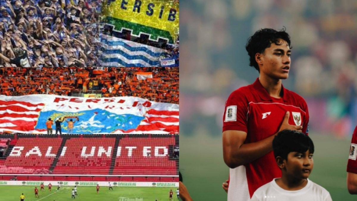RUMOR TRANSFER - Kolase foto Bobotoh, Fan Persib Bandung (Kiri-Atas), Jakmania, Fan Persija Jakarta (Kiri-Tengah),  Semeton Dewata, Fan Bali United (Kiri-Bawah), dan Rafale Struick saat membela Timnas Indonesia melawan Australia di Kualifikasi Piala Dunia 2026, Kamis (20/3.2025).