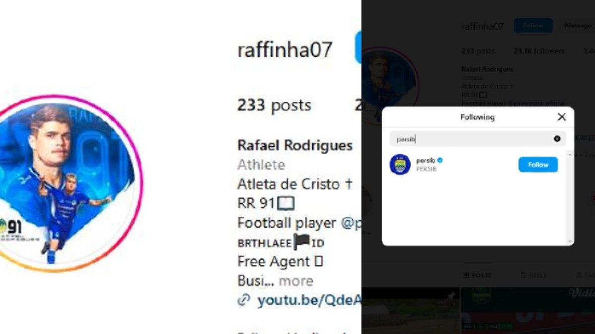 KEPERGOK FOLLOW - Striker PSIM Yogyakarta, yakni Rafinha kepergok mengikuti Instagram dari Persib Bandung. Rafinha yang sukses menghantarkan PSIM Yogyakarta promosi ke Liga 1 tersebut bisa saja tengah menebar kode ke Persib Bandung seusai terlihat mengikuti Instagram resmi Pangeran Biru.