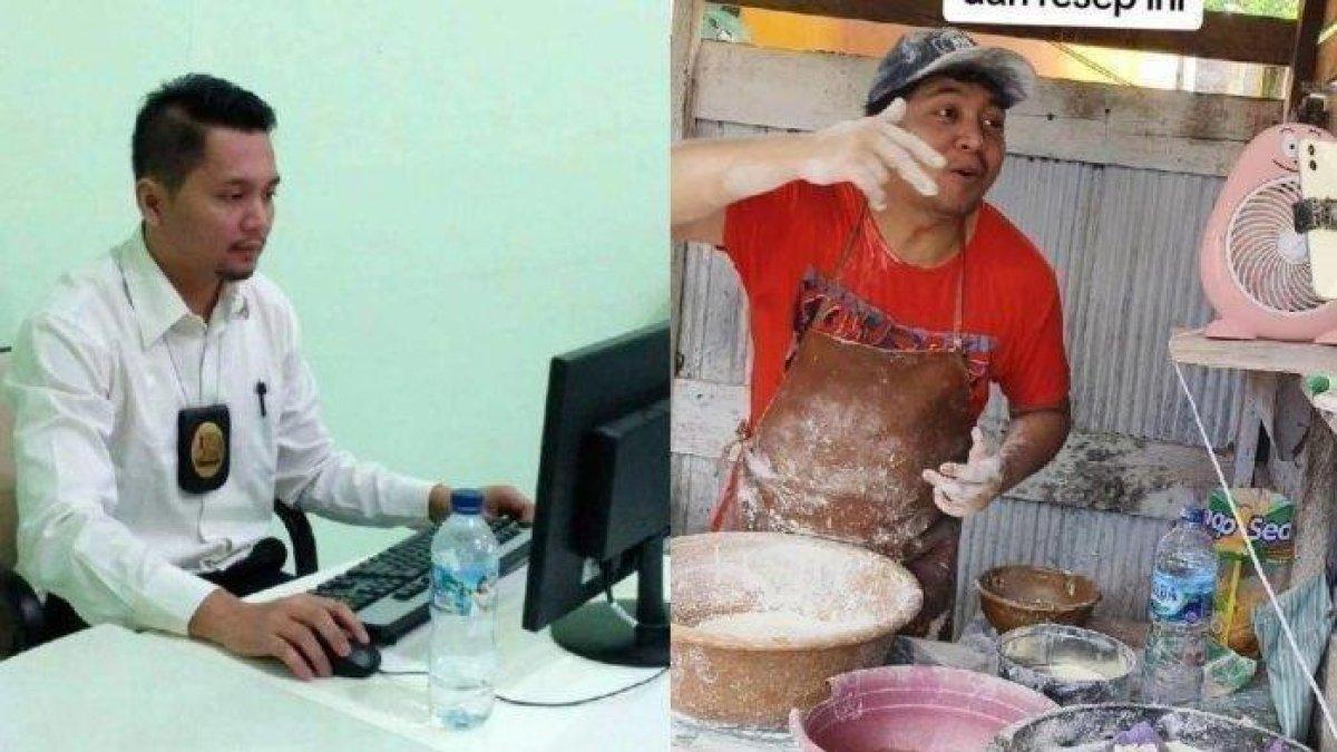 Kolase foto Randy Alam, eks PNS yang banting setir menjadi penjual ayam geprek dan melepas gaji Rp 15 juta.