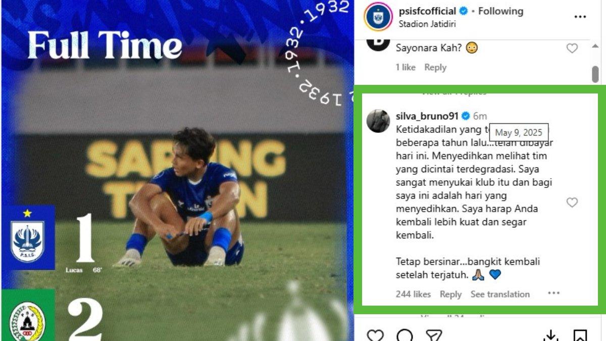 PSIS SEMARANG VS PSS SLEMAN - Reaksi Bruno Silva setelah PSIS Semarang dilibas PSS Sleman.